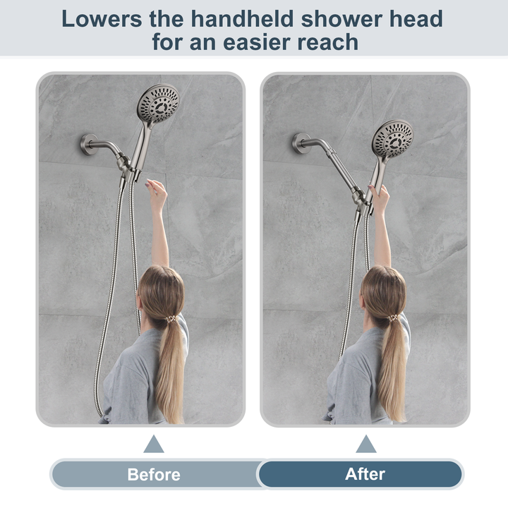 BRIGHT SHOWERS Shower Arm Extender for Rain and Handheld Shower Head, 4 & 6 Inch Shower Extension Arm for Extending or Lowering Showerhead (BAE0401)