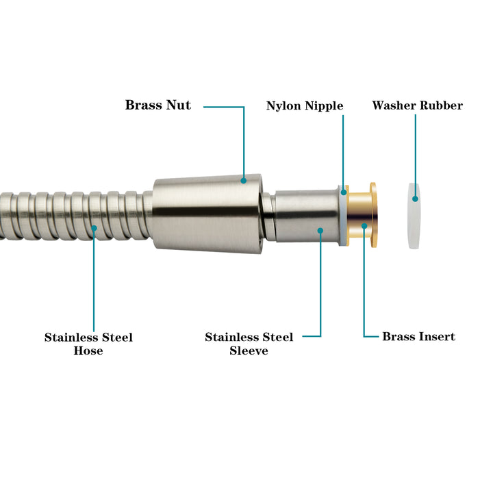 BRIGHT SHOWERS Shower Hose For Hand Held Shower Head, 96 Inches Cord Extra Long Stainless Steel, Flexible Replacement Part with Brass Insert (S22542)