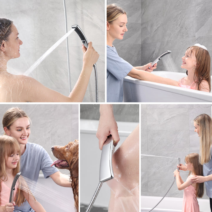 BRIGHT SHOWERS Dual Shower Head Combo Set, Handheld Showerhead Rainfall Shower Head Combo, 60 Inch Long Stainless Steel Shower Hose (PSS3919)