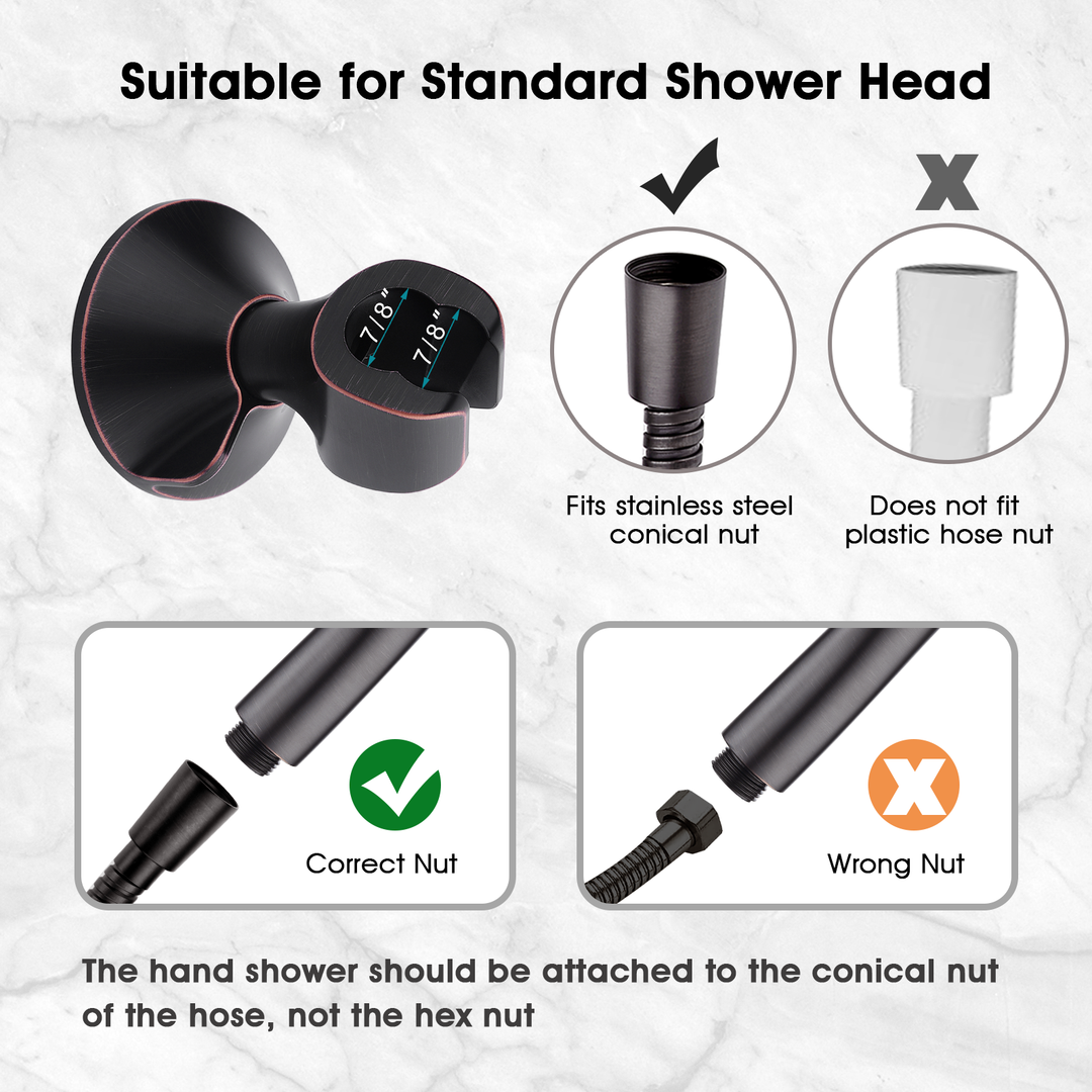 BRIGHT SHOWERS Handheld Shower Head Holder with Dual Angle Positions, Wall Suction Bracket Includes Adhesive 3M Disc, Easy Installation (PWB1210)