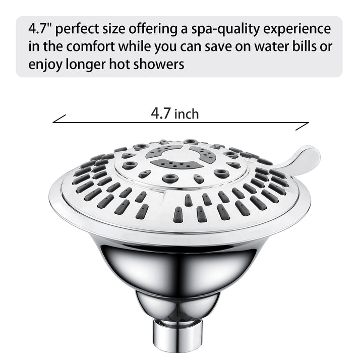 BRIGHT SHOWERS Shower Head High Pressure Rain Showerhead 5 Spray Setting Fixed Shower Head Angle Adjustable Bathroom Showerhead (PSH5900)