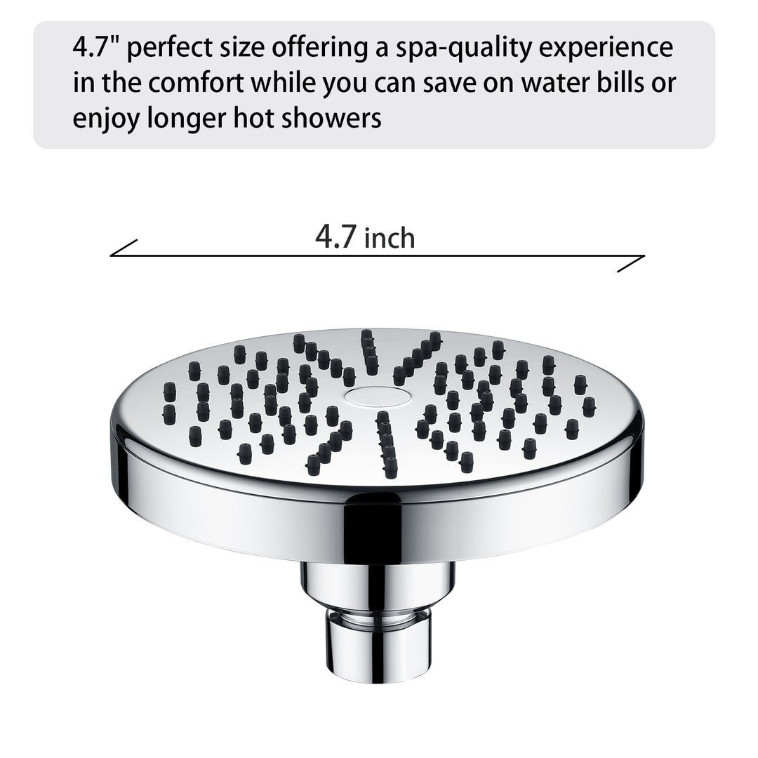 BRIGHT SHOWERS Rain Showerhead Fixed Shower Head Angle Adjustable High Pressure Bathroom Showerhead with Anti-Clogging Silicone Nozzles, 1-Min Installation