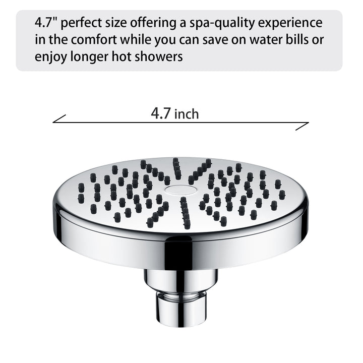 BRIGHT SHOWERS Rain Showerhead Fixed Shower Head Angle Adjustable High Pressure Bathroom Showerhead with Anti-Clogging Silicone Nozzles, 1-Min Installation