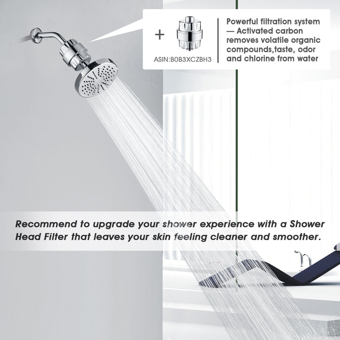 BRIGHT SHOWERS Rain Showerhead Fixed Shower Head Angle Adjustable High Pressure Bathroom Showerhead with Anti-Clogging Silicone Nozzles (PSH1211)