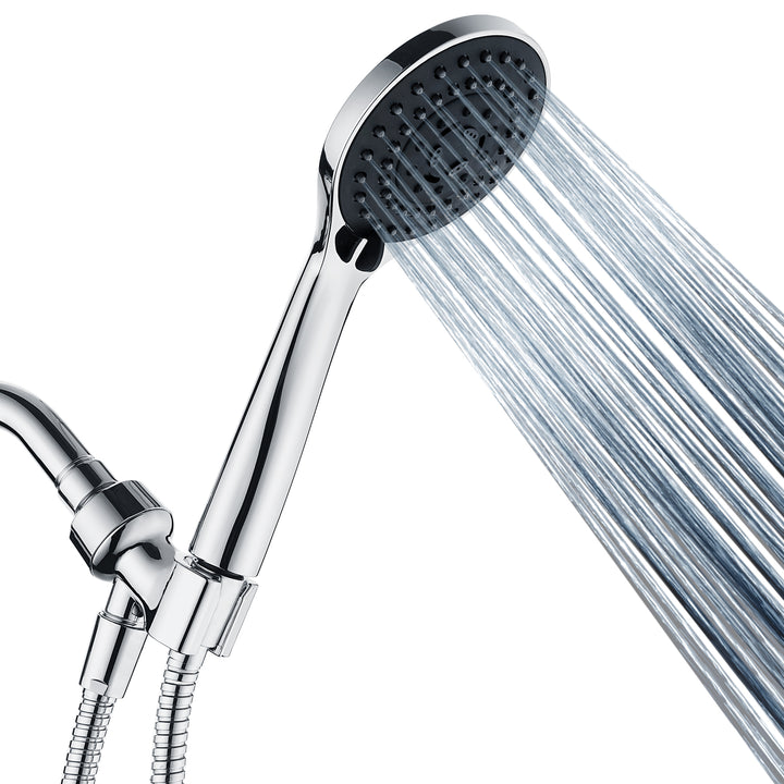 BRIGHT SHOWERS 5 Spray Settings Handheld Shower Head Kit, High Pressure Handheld Rain Shower with 60 Inch Long Stainless Steel Shower Hose and Adjustable Wall Bracket