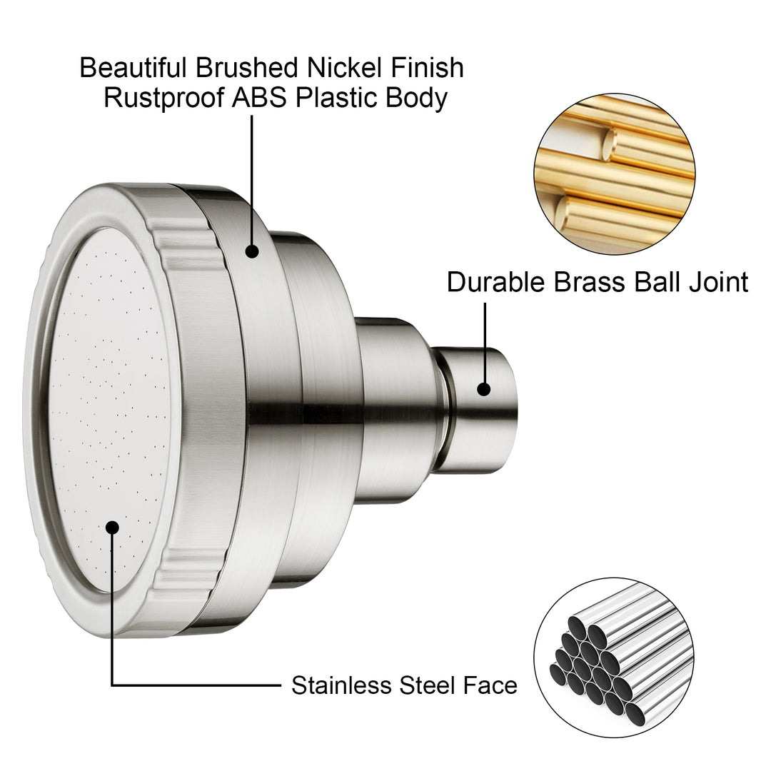 BRIGHT SHOWERS High Pressure Rain Showerhead Fixed Shower Head Angle Adjustable Bathroom Showerhead, 1-Min Installation (PSH1382)