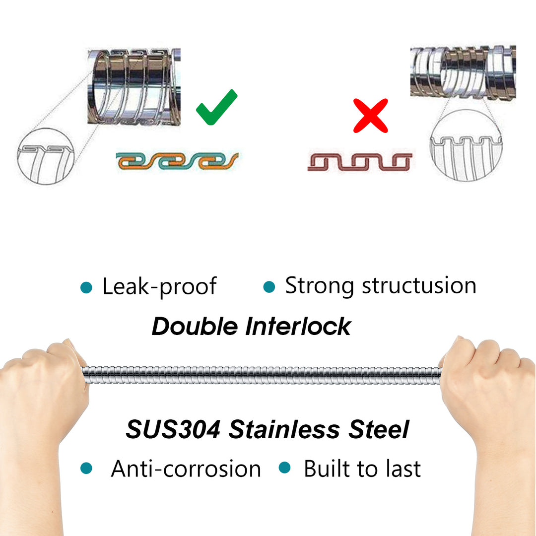 BRIGHT SHOWERS 79 Inch Leak-Proof Hose For Hand Held Shower Heads, SUS304 Stainless Steel Hand Shower Hose,  Anti-Pressure Inner Tube (S22042)