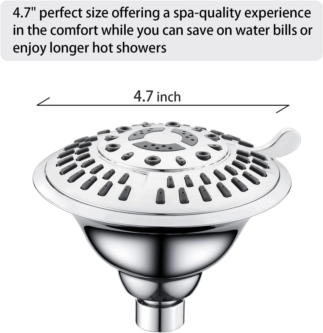 BRIGHT SHOWERS 9 Spray Settings Rain Showerhead High Pressure Shower Head, Angle Adjustable Fixed Shower Head Luxury Bathroom Showerhead (PSH9900)