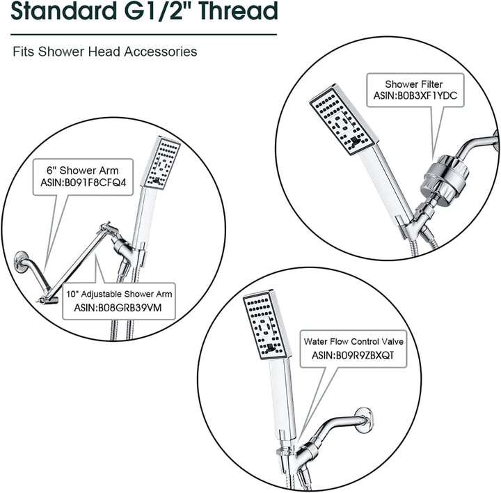 3-Spray Handheld Shower Head Set with Hose and Shower Arm Mount Bracket