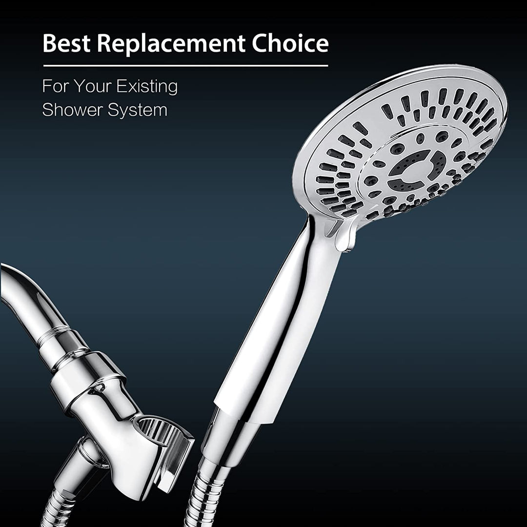 BRIGHT SHOWERS All Metal Shower Head Holder for Handheld Shower Head, Adjustable Shower Arm Mount with Universal Wall Hook Bracket (BBA1901)