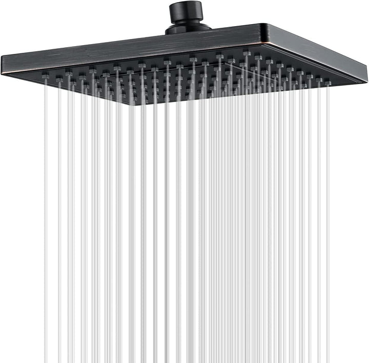 BRIGHT SHOWERS 8 Inch Anti-blocking High Pressure Square Showerhead with Large Spray Surface, Angle Adjustable, Tool-Free Installation (PRS1807)