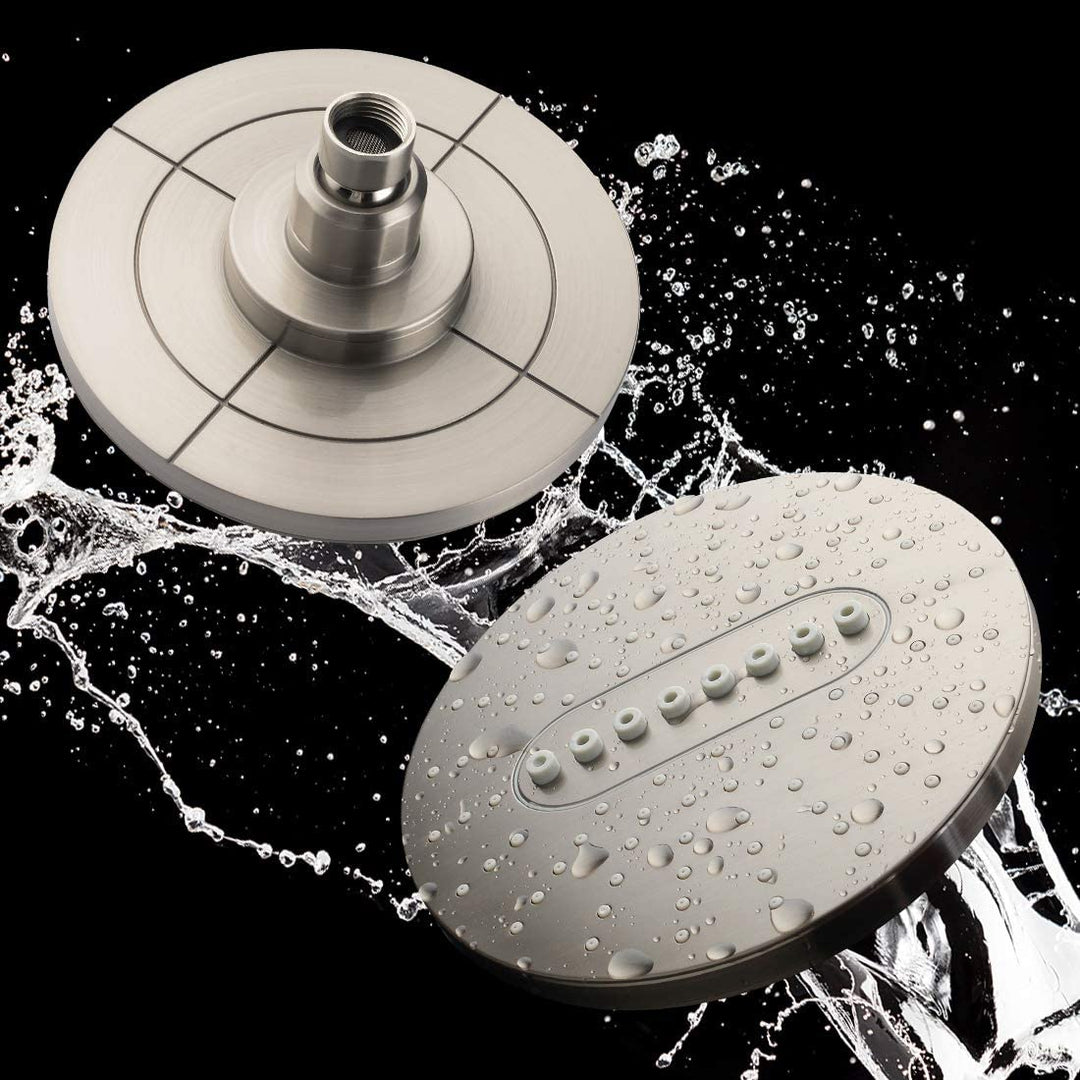 Shower Head Fixed Showerhead, 6.3 Inch Rain Showerhead, 2 Spray Settings with Adjustable Angles, Awesome Shower Experience, Tool Free Installation