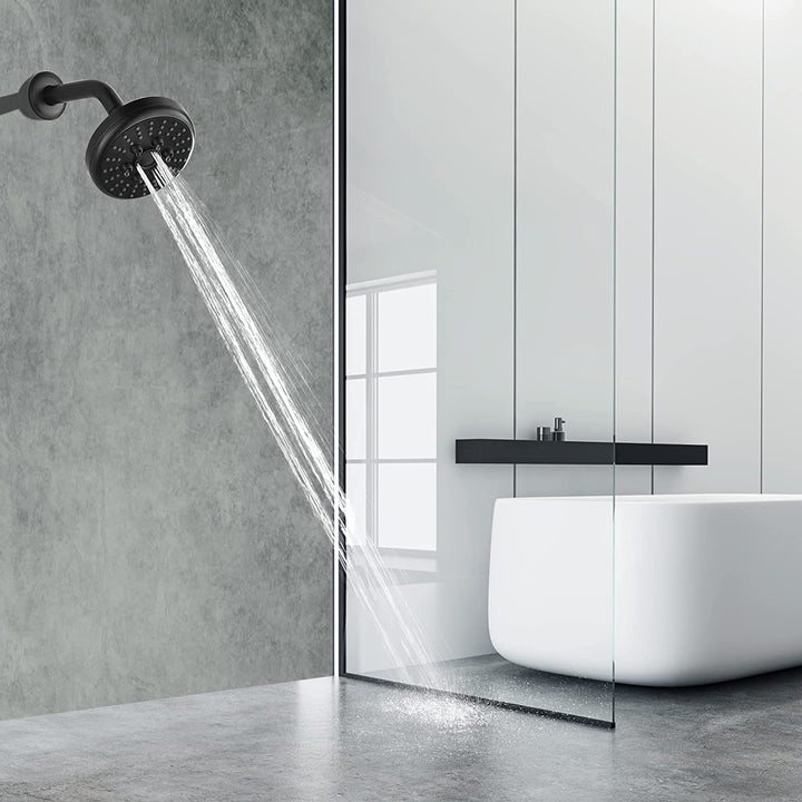 BRIGHT SHOWERS 4.6 Inch 3 Spray Settings Fixed Rainfall Shower Head with Adjustable Metal Swivel Ball Joint for Luxury Shower Experience (PSH3211)