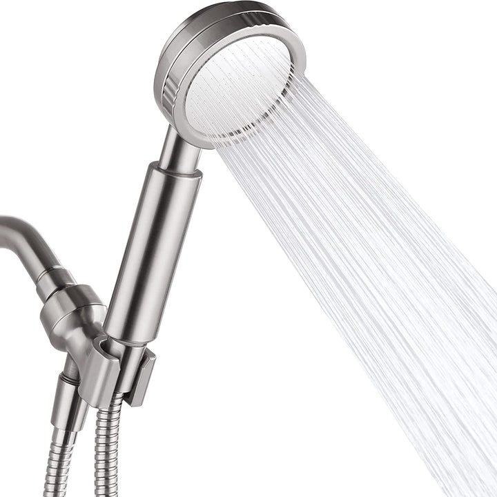 BRIGHT SHOWERS High Pressure Handheld Shower Head Set, with 60" Long Stainless Steel Shower Hose and Adjustable Wall Bracket  (PSS1382)