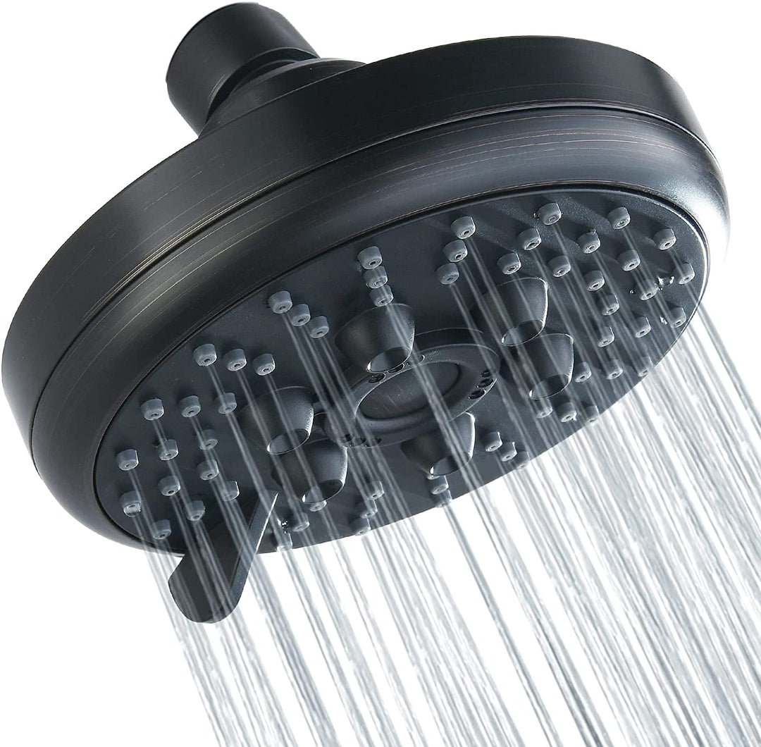 High Pressure Rain Shower Head 3 Spray Settings Fixed Shower head 4.6 Inches Rainfall Showerhead with Adjustable Metal Swivel Ball Joint for Luxury Overhead Shower Experience