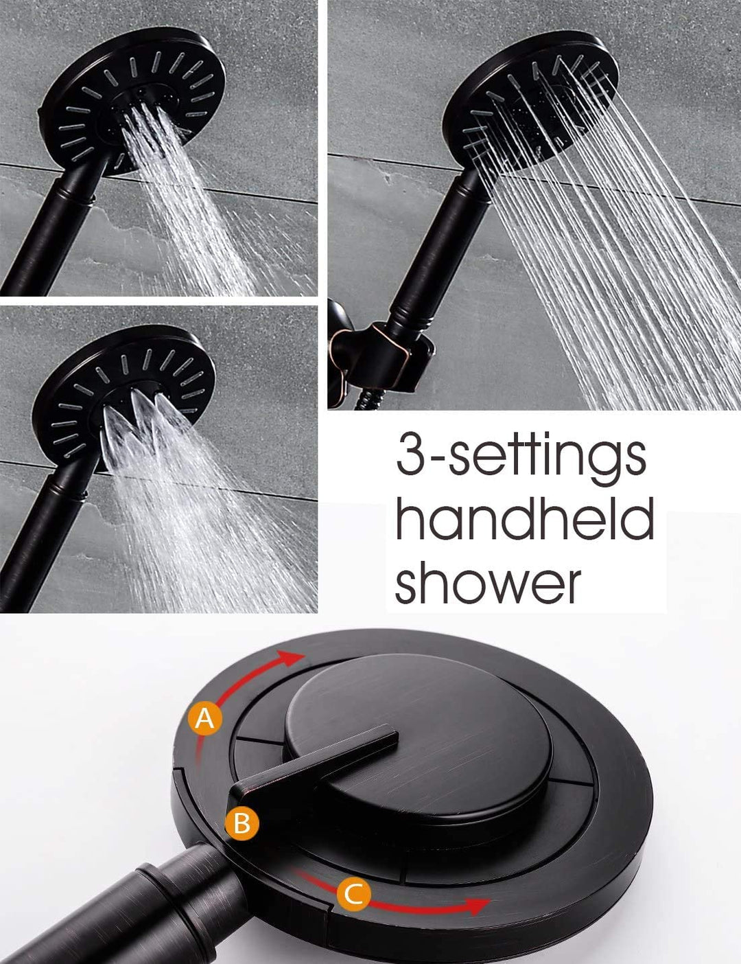 BRIGHT SHOWERS High Pressure Handheld Shower Head with 5 ft Stainless Steel Hose Adjustable Shower Arm Mount Rain Shower (PSS3170-06)