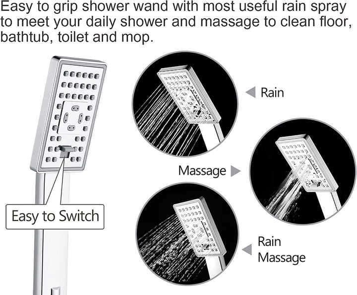 3-Spray Handheld Shower Head Set with Hose and Shower Arm Mount Bracket