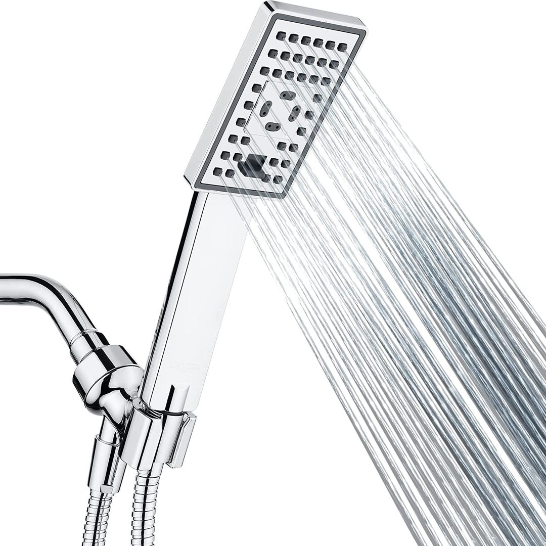 BRIGHT SHOWERS High Pressure Handheld Shower Head Set with 60 Inch Shower Hose and Adjustable Shower Arm Mount Bracket, 3 Spray Setting (PSS3490)