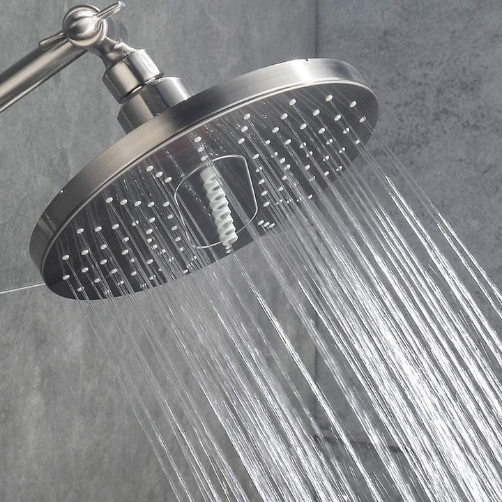 BRIGHT SHOWERS Shower Head Fixed Showerhead, 6.3 Inch Rain Showerhead, 2 Spray Settings with Adjustable Angles, Tool Free Installation (PSH2320)