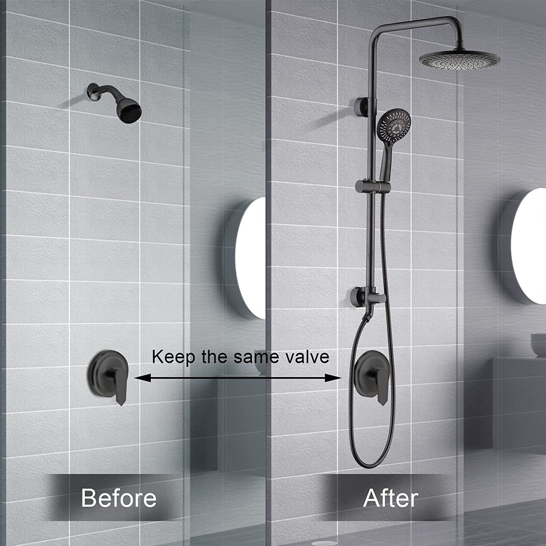 BRIGHT SHOWERS Shower System includes Rainfall and Handheld Showerhead with Adjustable Holder, Solid Brass Rail 60 Inch Stainless Steel Hose (BSB2510)