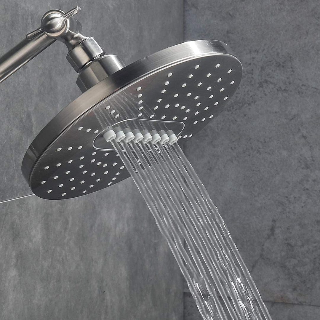 BRIGHT SHOWERS Shower Head Fixed Showerhead, 6.3 Inch Rain Showerhead, 2 Spray Settings with Adjustable Angles, Tool Free Installation (PSH2320)