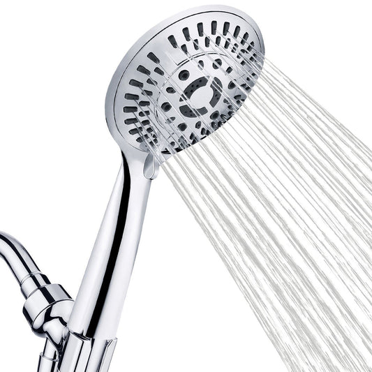 BRIGHT SHOWERS High Pressure 9 Spray Settings Handheld Shower Head Set, Powerful Water Spray Hand Held Rain Shower with 60 Inch Flexible Hose and Adjustable Shower Arm Mount